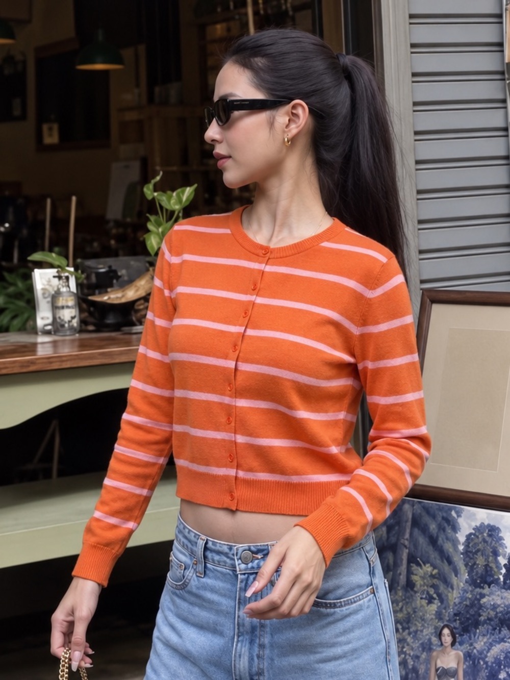 ZARA BNWT KNIT CARDIGAN. ORANGE/PINK 3920/640/330